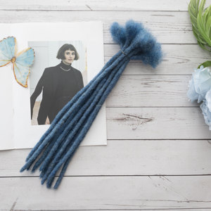 Expédition rapide, logo personnalisé, extensions de cheveux dreadlocks 100% cheveux humains, couleur bleue, locs simples régulières pour coiffure tendance - Product Image 2