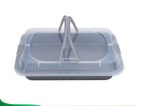 Plaque de cuisson rectangulaire portable en acier au carbone antiadhésive avec couvercle en plastique, ustensile de cuisson pour gâteaux au four