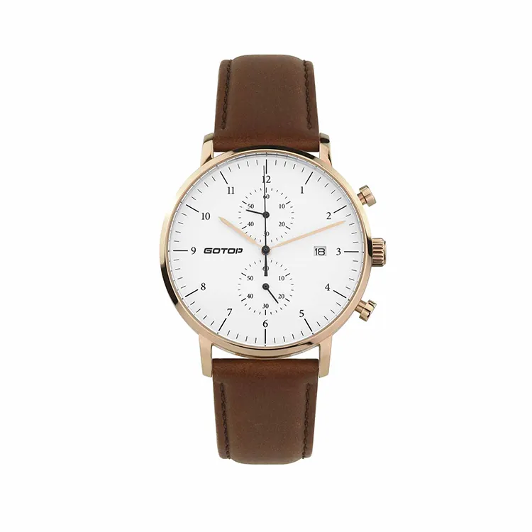 Customized High Quality Gents Branded Leather Mens Watches Minimalist Chronograph Men's Multifunction Business Watch for Man
