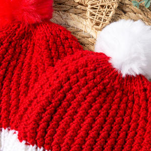 Gorro de punto de algodón navideño para niños pequeños, estilo cálido con patrón bordado, pompón bonito para Otoño e Invierno - Product Image 4