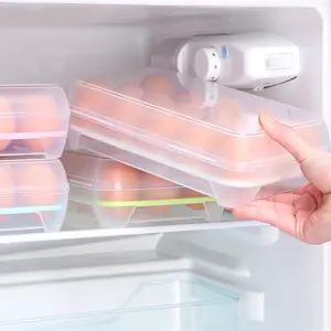 キッチン用品15グリッドボックスポータブル冷蔵庫収納ボックス食品容器プラスチック卵トレイホルダーキッチンオーガナイザー