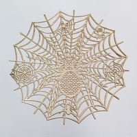 Napperon d'Halloween en plastique irrégulier motif araignée sombre, style minimaliste moderne, pour une ambiance festive, imperméable, anti-taches, antidérapant et résistant à la chaleur