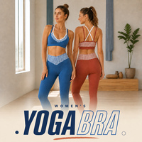 Soutien-gorge de sport personnalisé en nylon bio certifié GRS, double couche, à carreaux, anti-boulochage, séchage rapide, pour fitness, entraînement et yoga