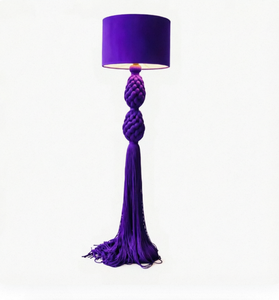 Lampadaire moderne noué avec abat-jour en textile rose, grand modèle, style contemporain, pour la décoration du salon - Product Image 4
