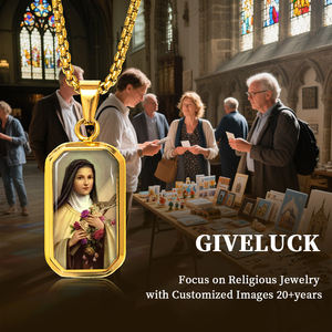 GIVELUCK ottagono rettangolo St. Therese di Lisieux ciondolo, cimelio di qualità in acciaio inox con Anti-graffio spazzolato indietro - Product Image 6