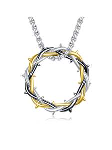 Plata <span class=keywords><strong>de</strong></span> Ley 925, corona <span class=keywords><strong>de</strong></span> espinas chapada en negro, Jesucristo, joyería cristiana, colgante católico, collar <span class=keywords><strong>de</strong></span> joyería - Product Image 3