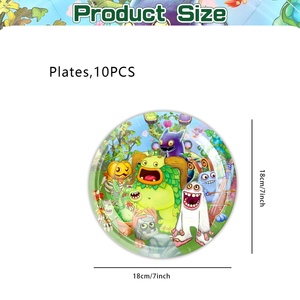 My Singing Monsters Decoración de fiesta de <span class=keywords><strong>cumpleaños</strong></span> Vajilla desechable Plato Mantel Servilleta Baby Shower Niños Favor Suministros para fiestas - Product Image 6