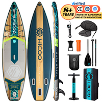 Planche à pagaie gonflable HICOO Widened Race Pro Stand up Paddle Board OEM, grain de bois, 11'6''*34''*6'', planche de course avec accessoires