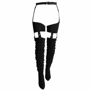 Kinky Fetish Zip Belt Chunky Tacones altos Plataforma Muslo Mujeres Sobre la rodilla Bota Elástica - Product Image 4