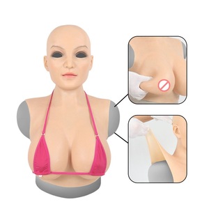 Maschera Realistica in Silicone per Crossdresser Forme del <span class=keywords><strong>Seno</strong></span> Maschera Integrale con Seni Finti Costume per Uomo Drag Queen Transgender Ladyboy - Product Image 4