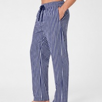Pantalon de pyjama pour homme, vêtements de détente, doux, léger, avec cordon de serrage, coupe confortable, pantalon de pyjama en coton rayé pour homme