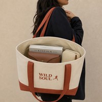 Sacs fourre-tout en coton réutilisables écologiques de haute qualité avec motif de lettres, sacs fourre-tout en coton avec logo imprimé personnalisé