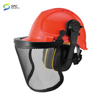 Équipement de protection de la tête, écran facial en maille, protège-oreilles, casque de sécurité rouge pour la foresterie, casque de sécurité pour tronçonneuse, équipement de sécurité pour tronçonneuse et débroussailleuse