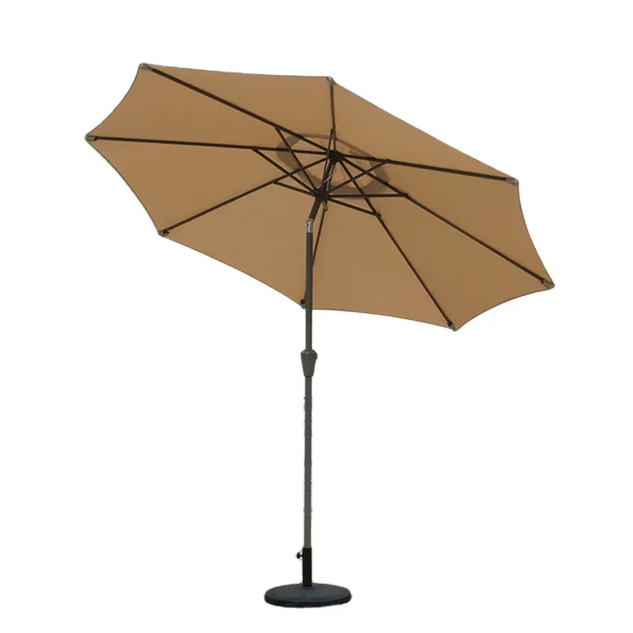 MU Outdoor 9 Ft Parapluie de chargeur à panneau solaire Parapluie de patio éclairé à 32 LED Parapluies de patio et bases