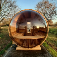 Barel Sauna Redwood yang luas dengan aksesori kelas atas 5 orang, Panel kontrol & Bluetooth, harga grosir