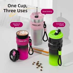 Vaso Térmico de 700 ml <span class=keywords><strong>con</strong></span> Brillo y Pajita, Vaso de Acero Inoxidable Delgado para Viajes, Oficina y Regalos para Mujeres - Product Image 6