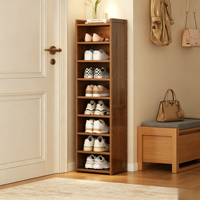 Meuble à chaussures Tenghang Simple Ultra-Mince en Bambou – Modèle Compact pour Couloirs/Entrées Étroits – Anti-Poussière et Gain de Place
