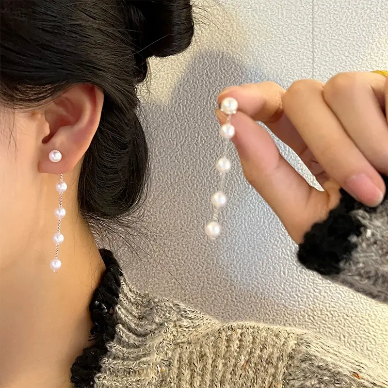 new arrivals pearl long earrings designer simple pearl earring baroque pearl hoop earrings