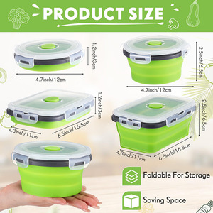 Vòng Và Hình Chữ Nhật Đóng Mở Thực Phẩm Lưu Trữ <span class=keywords><strong>Container</strong></span> Silicone Máy Rửa Chén Ăn Trưa <span class=keywords><strong>Container</strong></span> Với Kín Nắp Cho Lò Vi Sóng - Product Image 2