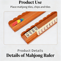 Mahjong en bois écologique léger de 17,25 pouces (208 g) avec support festonné et pousseur magnétique pour les voyages et les jeux à domicile