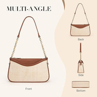 Sac à bandoulière hobo géométrique simple pour femme, mini pochette, sac à main à sangle unique, fermeture éclair, intérieur en polyester multicolore