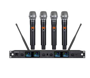 Sistema de micrófono inalámbrico profesional de 4 canales UHF 4U de largo alcance (300m) con tecnología True Diversity para presentaciones en escenario. - Product Image 1