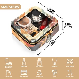 กระเป๋าเครื่องสำอางใสลายสก็อตสไตล์เรโทรลายดอกพัวเคนิเคนิแบบฮาวาย - Product Image 4