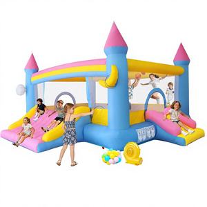 Grande structure <span class=keywords><strong>gonflable</strong></span> avec 3 toboggans, 19,2 pieds x 14,8 pieds x 8 pieds, double souffleur géant, 12-en-1, pour fête de jardin - Product Image 1