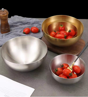 Bol de restaurant coréen de luxe en acier inoxydable monocouche plat commercial réutilisable pour les fêtes de barbecue de soupe de nouilles froides