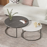 Ensemble de tables d'appoint modernes de luxe léger, style nordique minimaliste, table basse ronde créative combinée