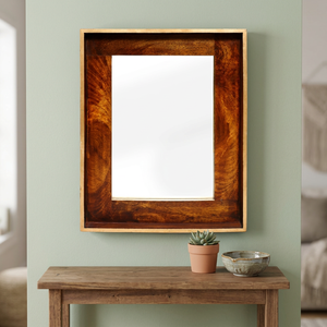 Handcrafted Wood <b>Framed</b> Mid Century Modern Eco-friendly Mirror | Home Decor Wall Mount OEM Custom Wholesale MOQ 50 Pcs - Product Image 3
