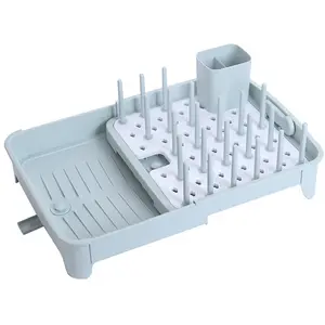 Customized Plastic Drying Kitchen Dish Drainer Rack With Drip Tray