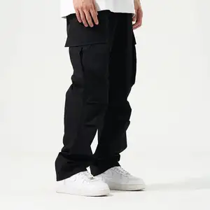 Custom Mens Loose Baggy Jogger Hip Hop Long Pants Trousers Heavy Chino Multi Pocket Cotton Oversized Cargo Pants