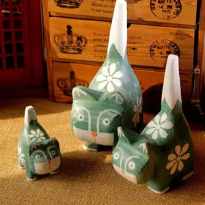 Venda quente Nordic Artesanato De Madeira Definir Três Gatinhos Handmade Pintura Decoração De Casa