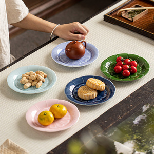 Silent Lotus Plate Ceramic Fruit Dish Porcelain Tea <b>Snack</b> <b>Tray</b> Zen Style Serving Platter - Product Image 4