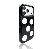 Étui de protection en PU à pois bicolore mignon avec boutons de commande métalliques séparés et ouvertures de ports précises pour iPhone 17/18 Pro Max