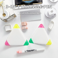 Ensemble de stylos fluorescents triangulaires multifonctionnels à pointe oblique avec impression UV personnalisée BKS, 3 couleurs, pour la prise de notes et les études des étudiants