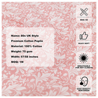 Tissu popeline 100% coton imprimé numérique personnalisé, doux pour la peau, léger, pour jupe, chemise, robe