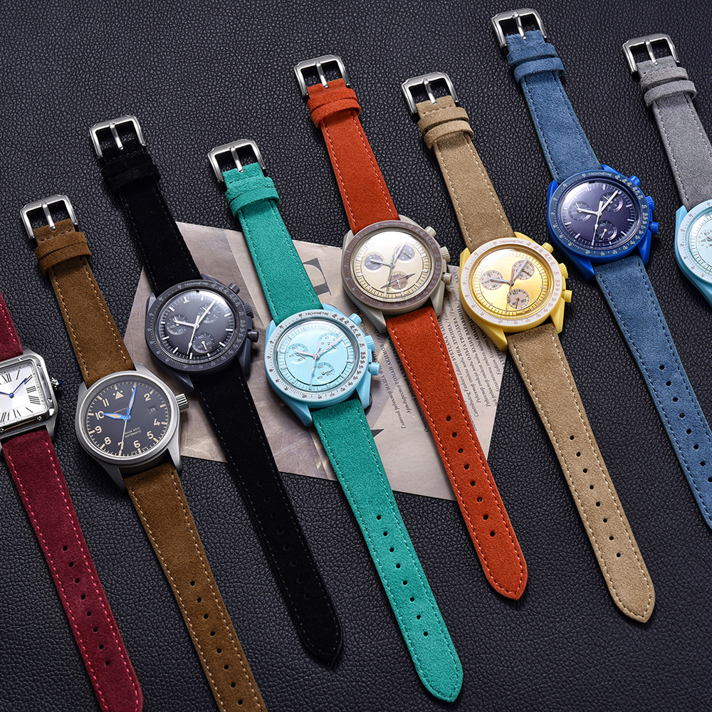 JUELONG Handmade Stitches Watch Bands 18/19/20/22mm Suede Genuine Leather Watch Straps Vintage Watchband With Quick Release