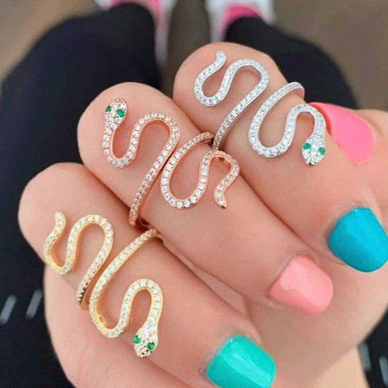 Anillo De Serpiente Con Diamantes Pavé De Plata 925, Joyería De Diseño Hecha A Mano Para Mujer - México