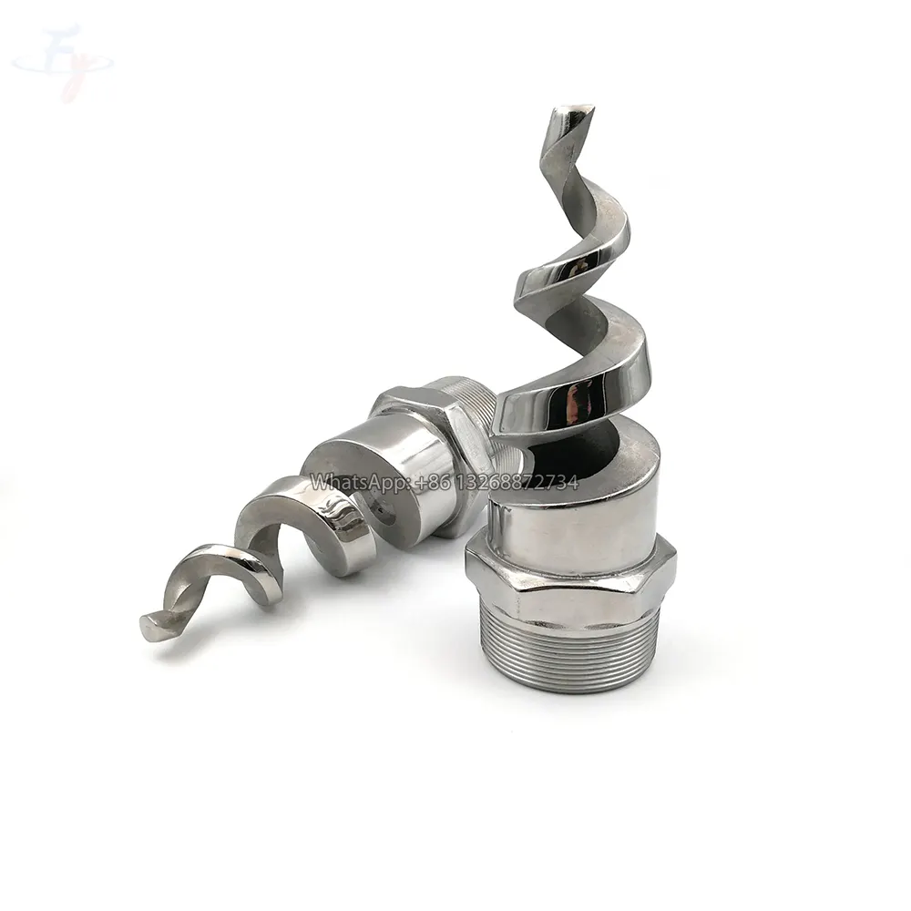 FY Spjt 316 Stainless Steel Whirljet Spiral Nozzle, Corkscrew Ceramic Spiral Spray Nozzles, Helix Spray Pigtail Nozzles