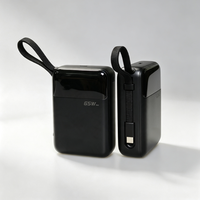 Batterie externe semi-solide 65W PD avec écran TFT, câble intégré, sortie Type C, support, ultra-mince, personnalisation, moule privé, OEM, mondial