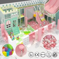 Équipement de jeu intérieur personnalisé : Château de jeu Sunshine Baby, toboggan rose, piscine à balles, blocs de mousse, jouets à bascule, casiers |   FEC pour enfants