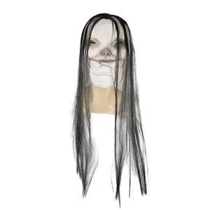 Scary Horror Evil Latex Mask With Long Hair Scary Latex Mask Halloween Party Scary Full Head Costume Mask