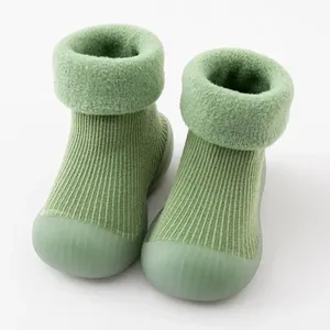 Toddler Breathable Lightweight Soft Rubber Sole Non Slip Floor Slipper Knit Baby Shoe Socks