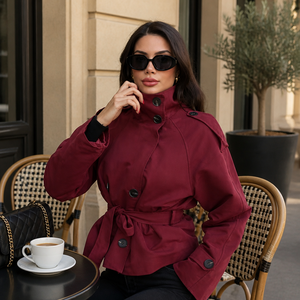 2026 HIgh Quality Autumn Winter <strong>Cargo</strong> Coat Plain Trench Outerwear Casual Oversized <strong>Women</strong> Buttons Blazer Double-breasted <strong>Jackets</strong> - Product Image 4