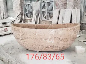 Refine Stone 2023 New Design Natural Stone Marble Freestanding Oval Bathtub