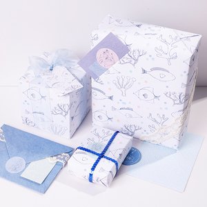 Wholesale 80g Sea Theme Kraft <b>Wrapping</b> <b>Paper</b> <b>Roll</b> 43x300cm Custom Luxury Gift Packaging Tissue - Product Image 2
