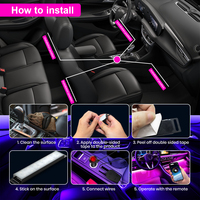 Kit d'éclairage intérieur de voiture YiLaie à LED multicolores avec mode DIY via application, synchronisation musicale, ruban adhésif double face 3M, DC 12V/5V