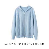 Großhandel 100% Kaschmir Kapuzen-Strickjacke für Damen mit Reißverschluss, Raglanärmeln und Seitentaschen, Individuelles Logo Möglich